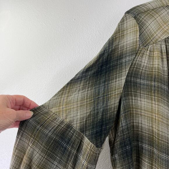 Frye & Co. Green Plaid Bohemian Western Blouse Women's XL Praire Core - Picture 4 of 10